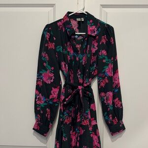 YAS Floral Green and Pink Dress